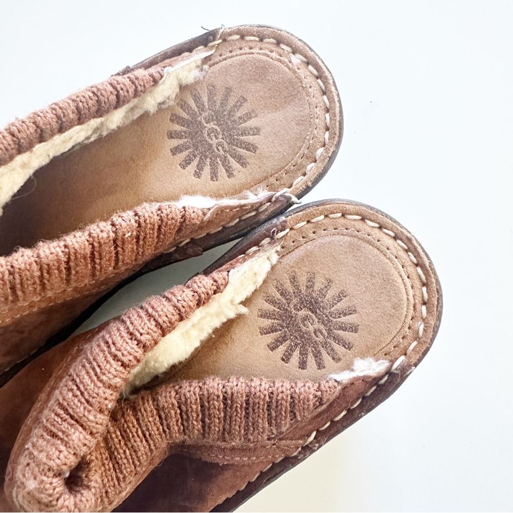 UGG Gael Mule Wedge Knit Cuffs Clogs Brown 6 - Picture 9 of 9